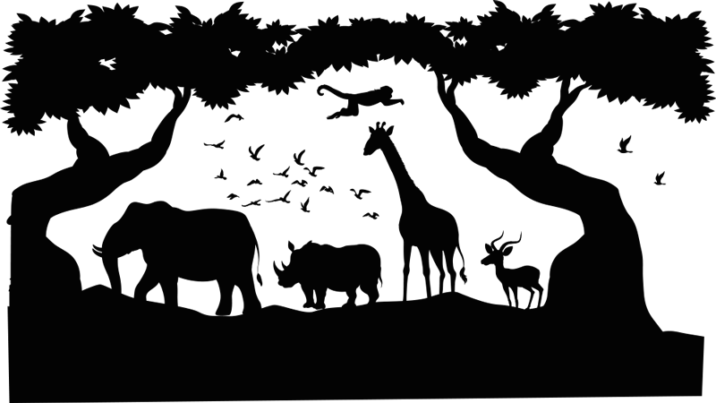 Tapis vinyle animal savane noire et blanche - TenStickers