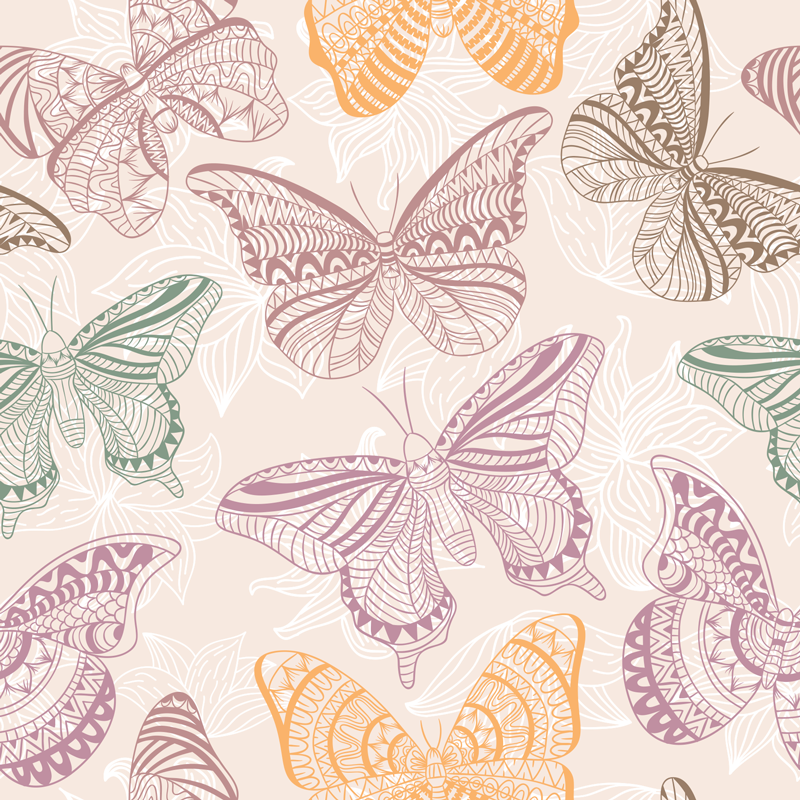 Tapis vinyle animal papillons ornementaux colorés - TenStickers