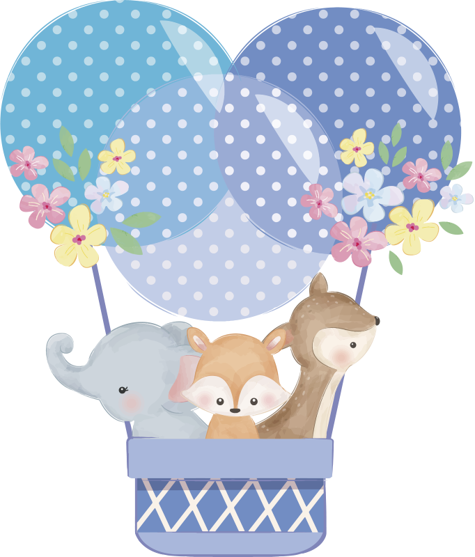 Tapis vinyle animal montgolfière aquarelle - TenStickers
