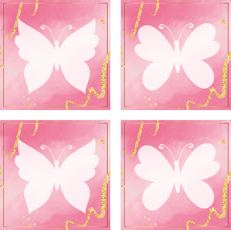 Tapis vinyle animal carreaux de papillons roses - TenStickers