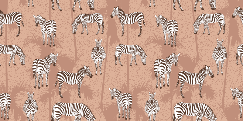 Tapis vinyle animal zèbre et palmiers marron - TenStickers