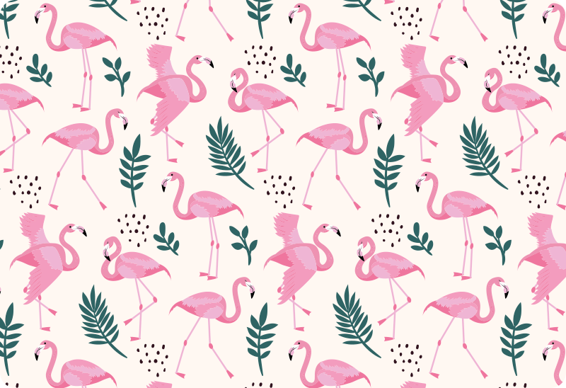 Tapis vinyle animal motif flamant rose et feuillage - TenStickers