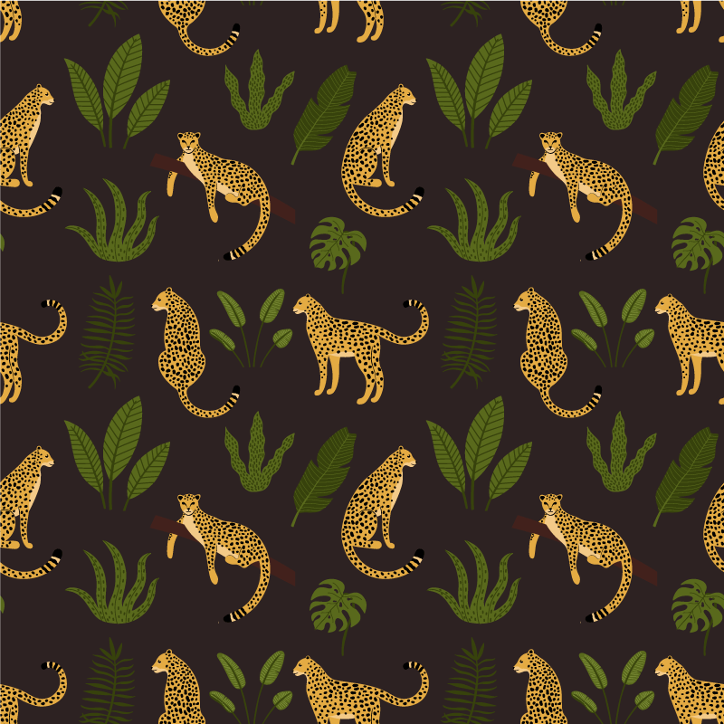 Tapis vinyle animal motif léopard sauvage et botanique - TenStickers