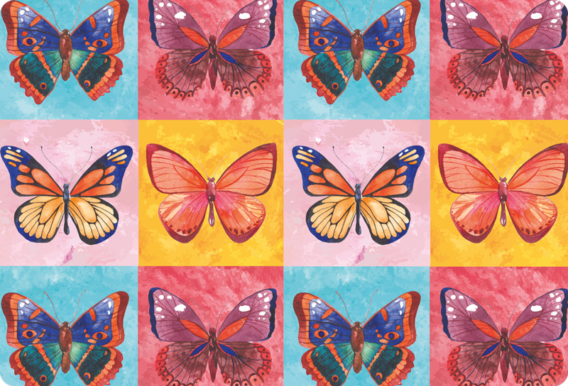 Tapis vinyle animal papillons multicolores - TenStickers