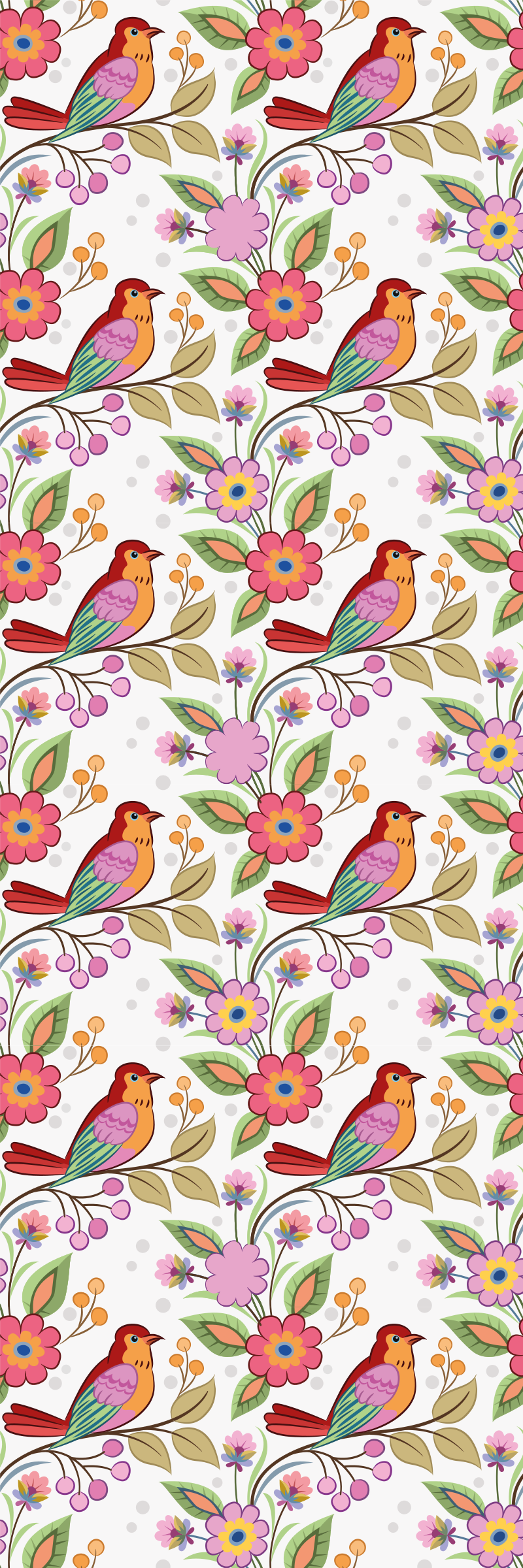 Tapis vinyle animal oiseaux rouges et oranges - TenStickers