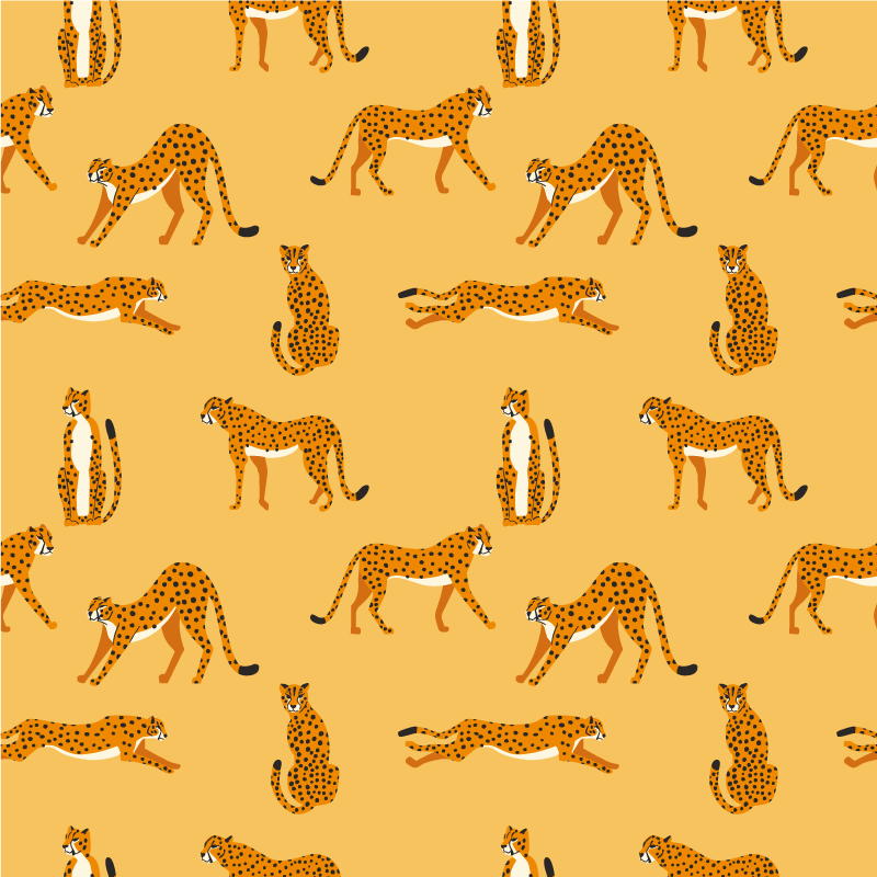 Tapis vinyle animal motif léopards jaunes - TenStickers