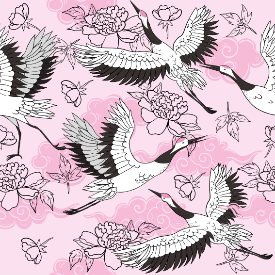 Tapis vinyle animal motif moderne oiseaux roses - TenStickers