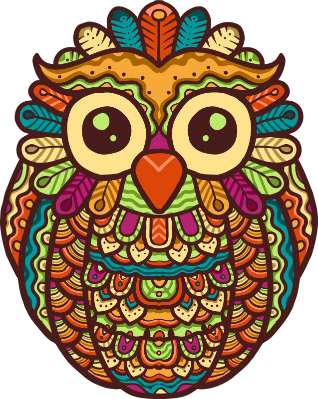 Tapis vinyle animal œuvre d'art hibou vibrant - TenStickers