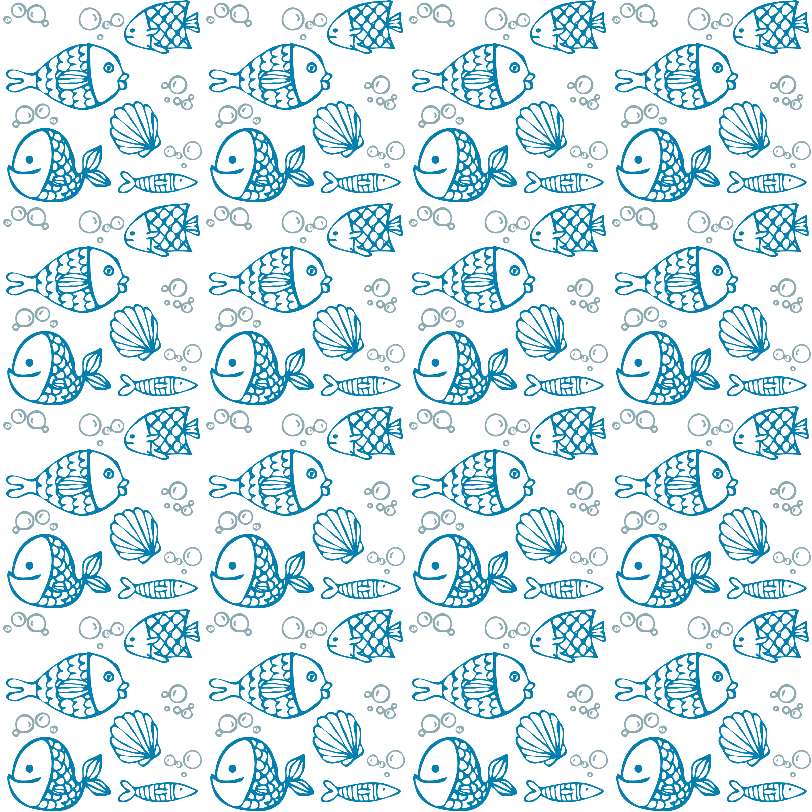 Tapis vinyle animal poissons bleus dessinés - TenStickers