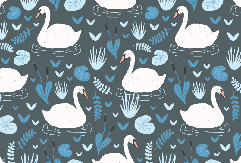 Tapis vinyle animal motif élégant de cygnes blancs - TenStickers