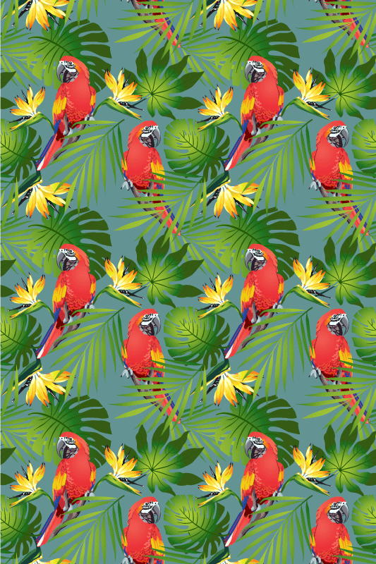 Tapis vinyle animal perroquets colorés sur fond bleu - TenStickers