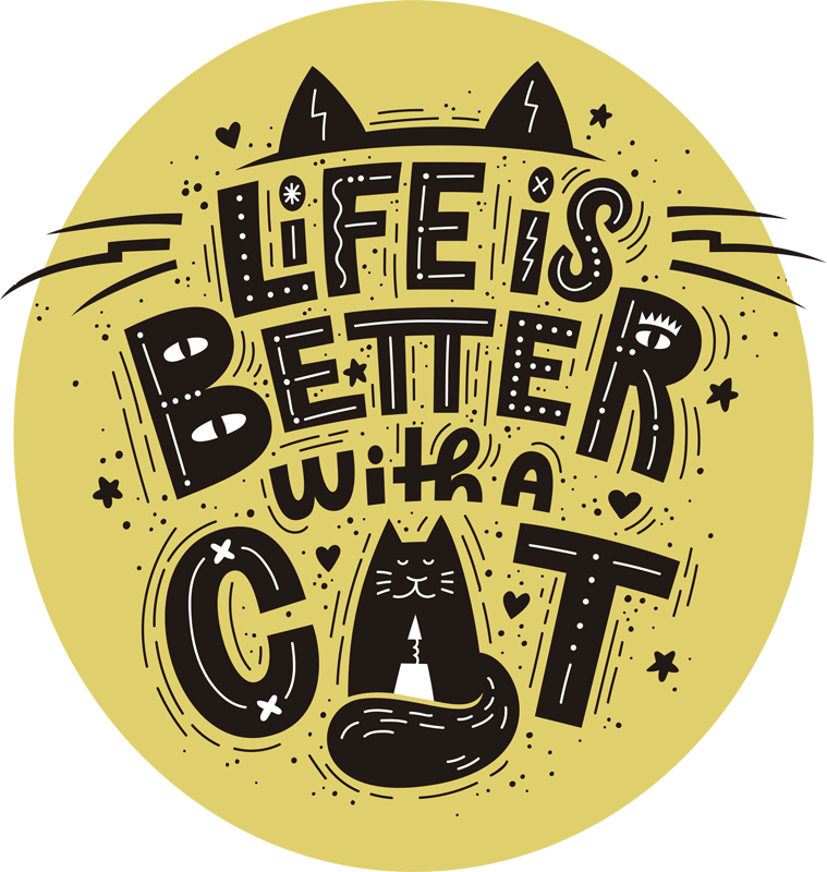 Tapis vinyle animal la vie est meilleure avec un chat - TenStickers