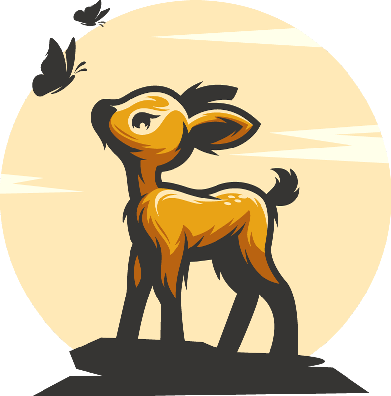 Tapis vinyle animal cerfs et papillons - TenStickers