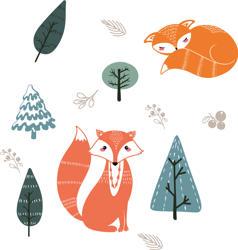 Tapis vinyle animal designs de renard fantaisie - TenStickers