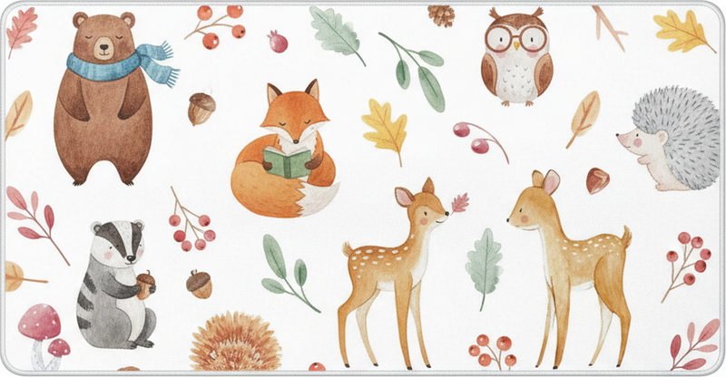 Tapis vinyle cuisine aquarelle forêt féerique - TenStickers