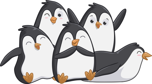 Tapis vinyle animal famille de pingouins joyeuse - TenStickers