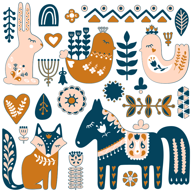 Tapis vinyle animal illustrations animales colorées - TenStickers