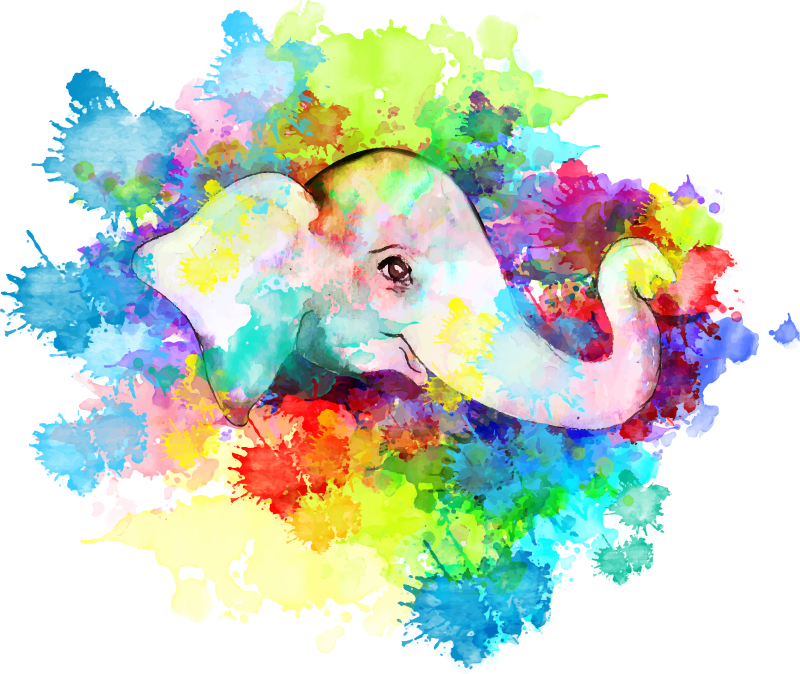 Tapis vinyle animal Éléphant coloré éclaboussure - TenStickers