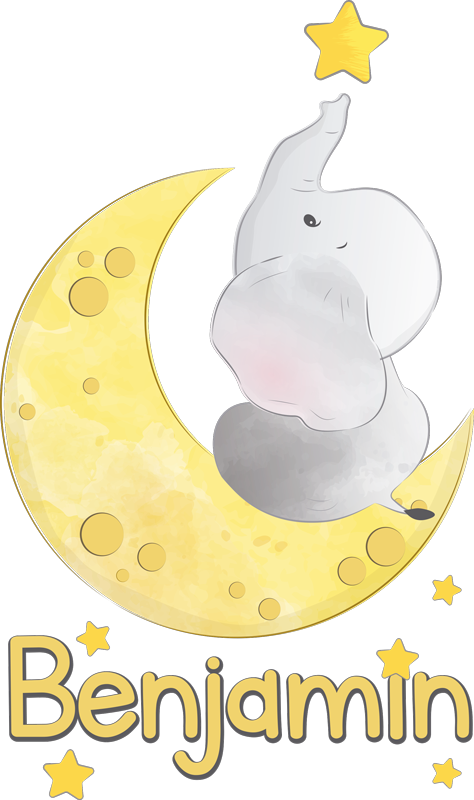 Tapis vinyle animal lune et étoiles avec prénom - TenStickers