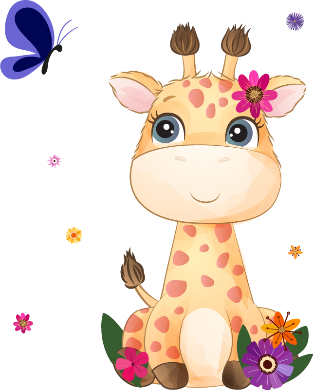 Tapis vinyle animal afrique sauvage girafe fille - TenStickers