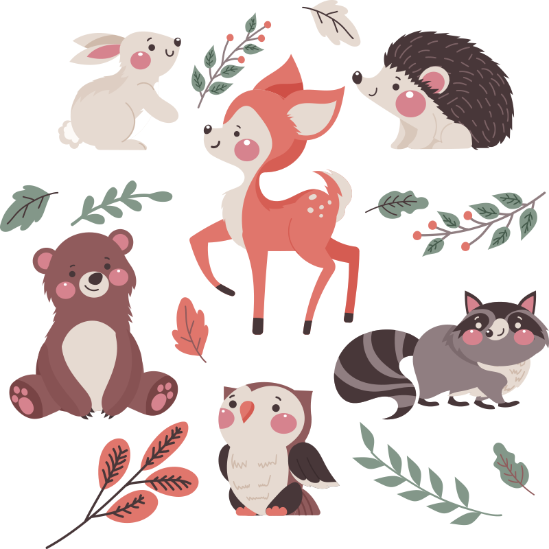 Tapis vinyle animal animaux de la forêt automnale - TenStickers