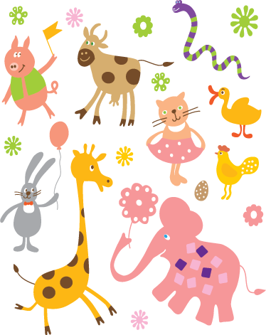 Tapis vinyle animal créatures colorées - TenStickers