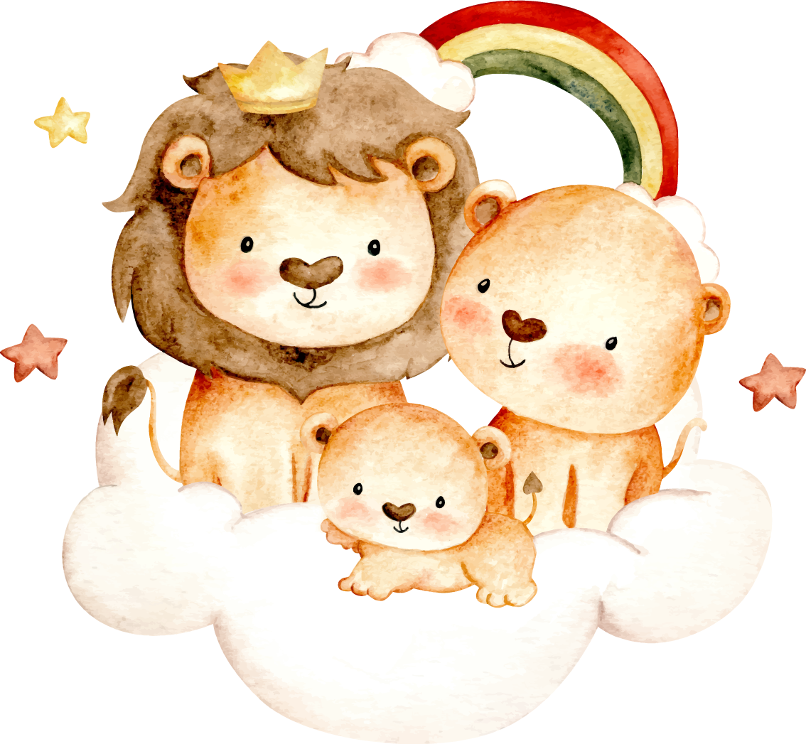 Tapis vinyle animal bébé animaux avec étoiles et nuages - TenStickers
