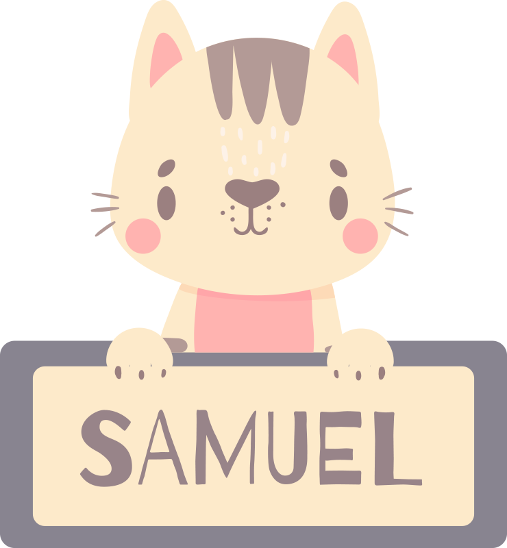Tapis vinyle animal étiquette chat avec nom - TenStickers