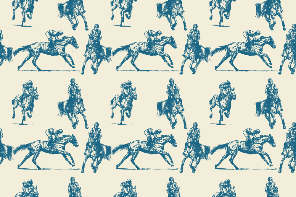 Tapis vinyle animal motif cheval bleu et beige - TenStickers