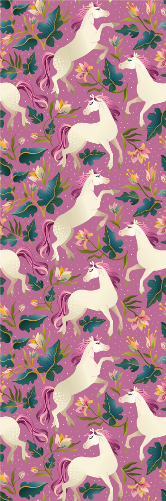 Tapis vinyle animal design cheval rose et floral - TenStickers