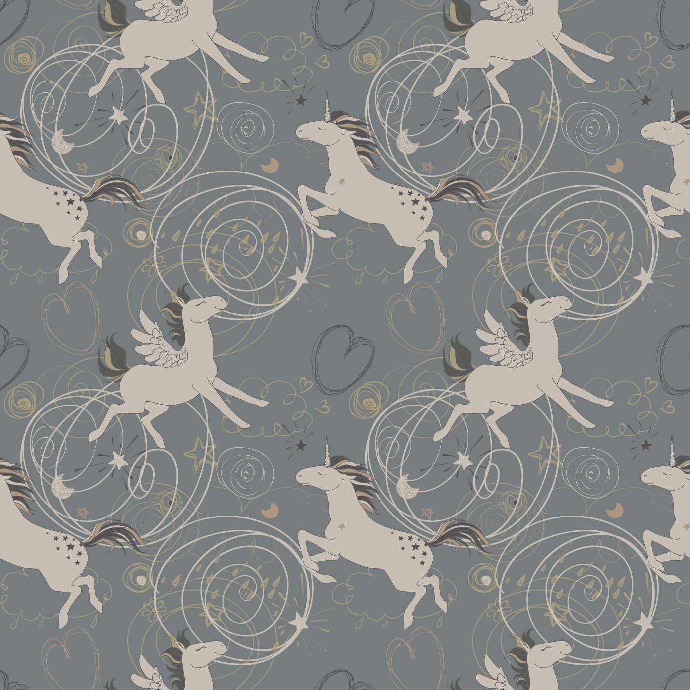 Tapis vinyle animal licornes pégase sur fond sombre - TenStickers