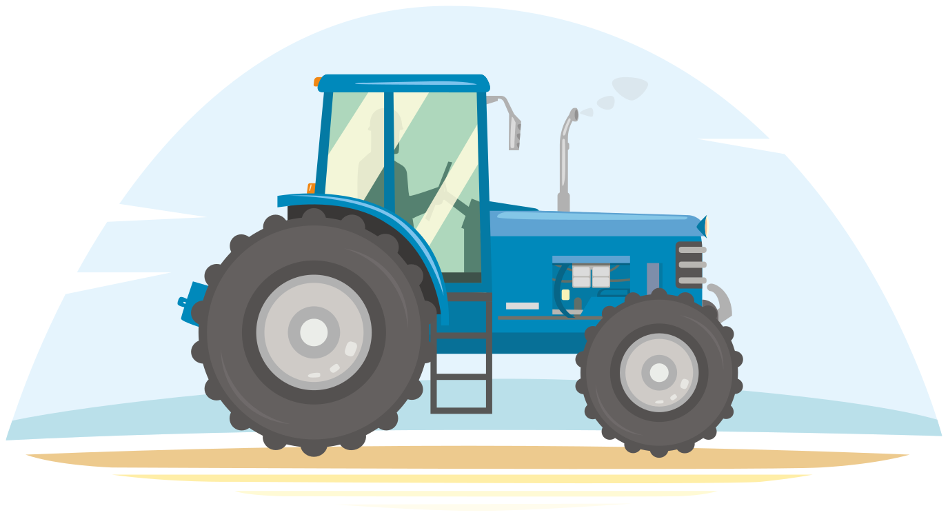 Tapis vinyle animal illustration de tracteur bleu - TenStickers