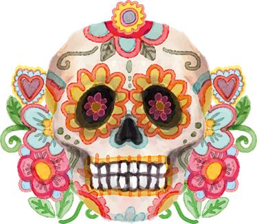 Tapis vinyle halloween tête de mort florale aquarella - TenStickers