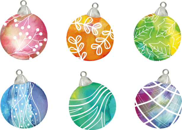 Tapis vinyle noël boules de noël aquarelle - TenStickers
