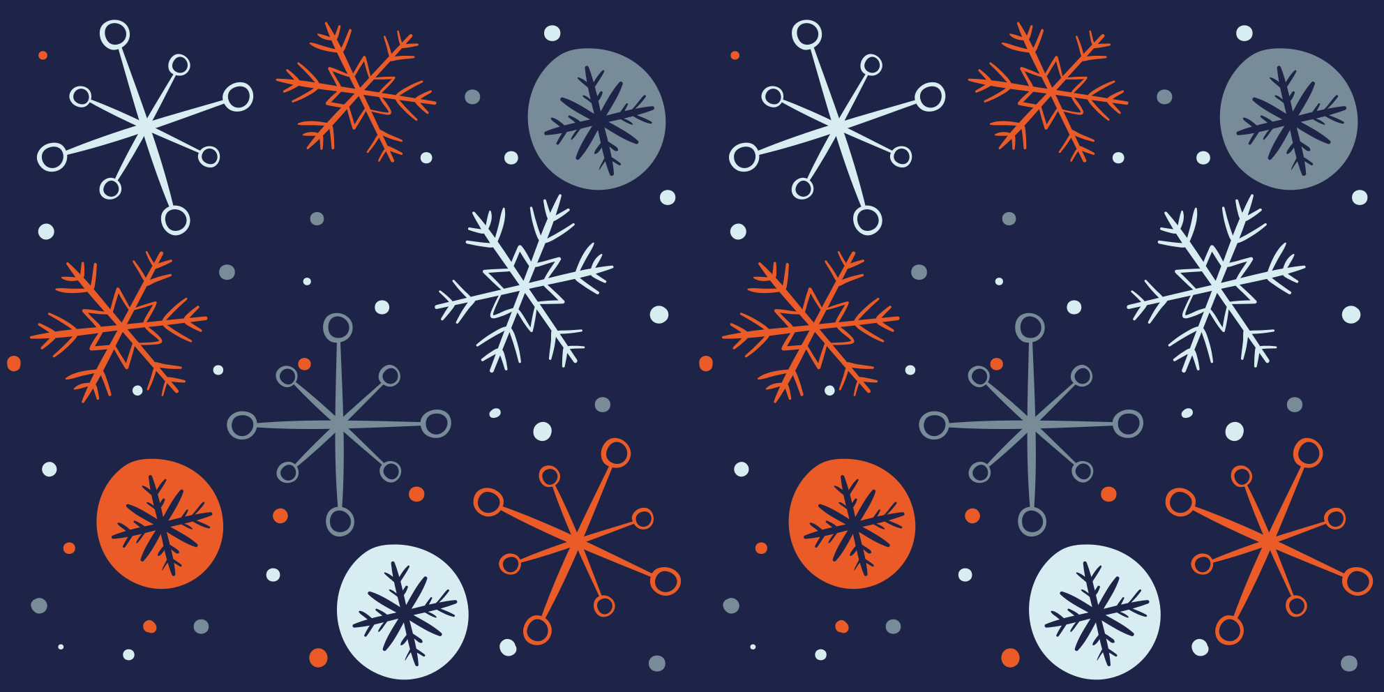 Tapis vinyle noël flocons bleus et oranges - TenStickers