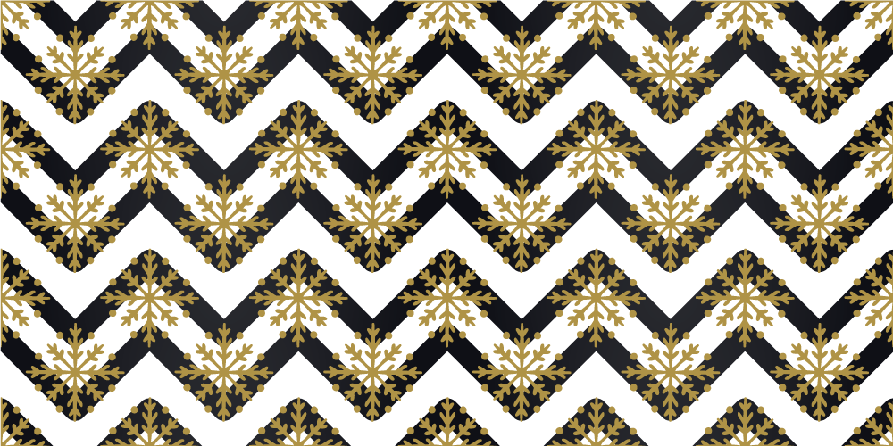 Tapis vinyle noël flocons dorés sur rayures zig zag - TenStickers