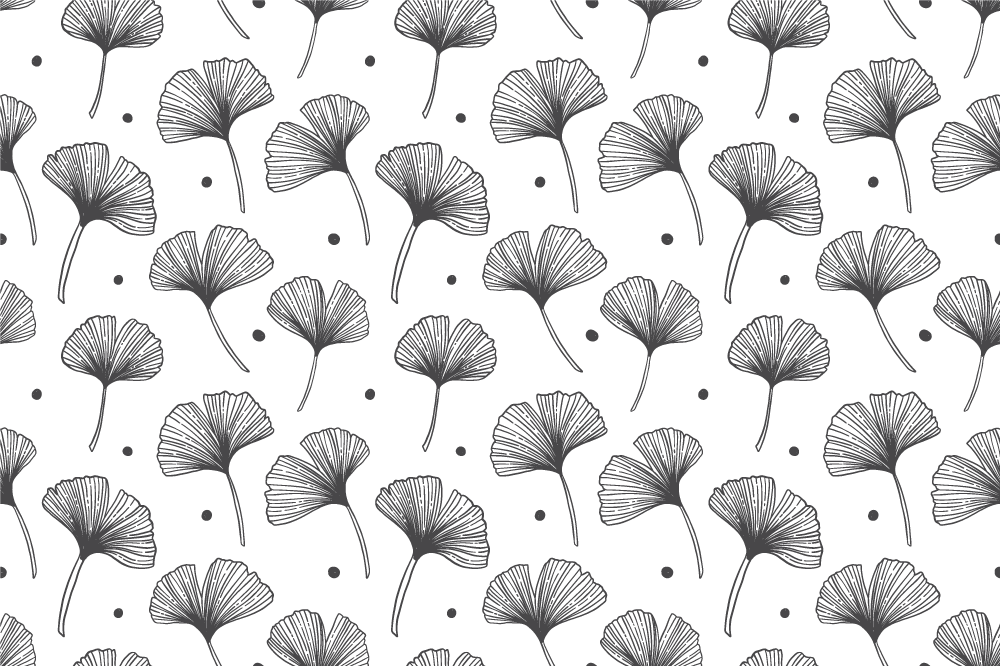 Tapis vinyle fleurs et plantes motif feuilles de ginkgo - TenStickers