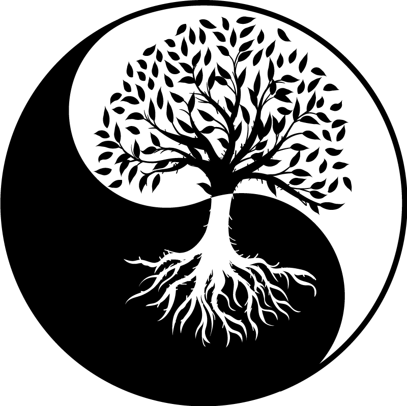 Tapis vinyle fleurs et plantes arbre de vie yin yang - TenStickers