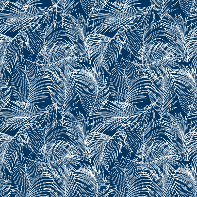 Tapis vinyle fleurs et plantes feuilles bleues élégantes - TenStickers