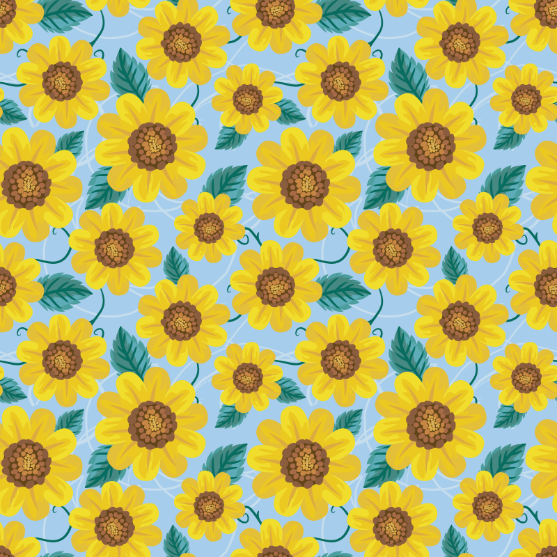Tapis vinyle fleurs et plantes tournesols - TenStickers