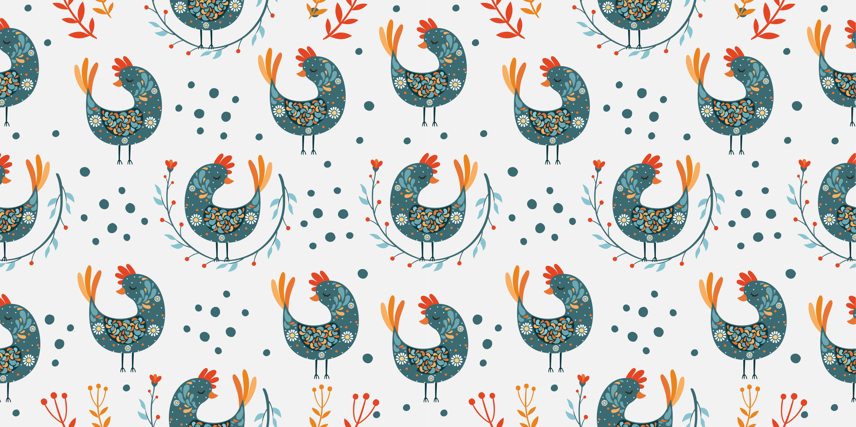Tapis vinyle fleurs et plantes poules et fleurs - TenStickers