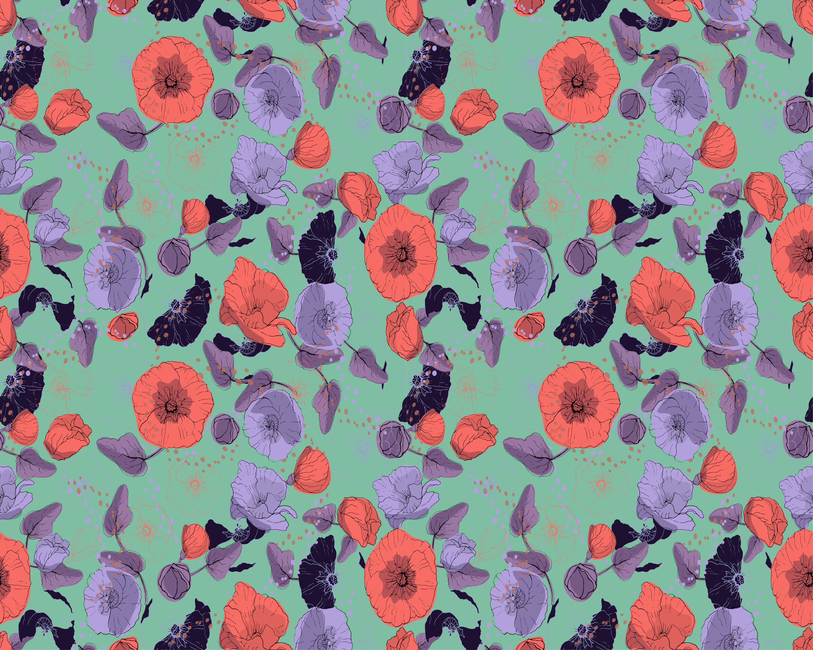 Tapis vinyle fleurs et plantes coquelicots gracieux - TenStickers