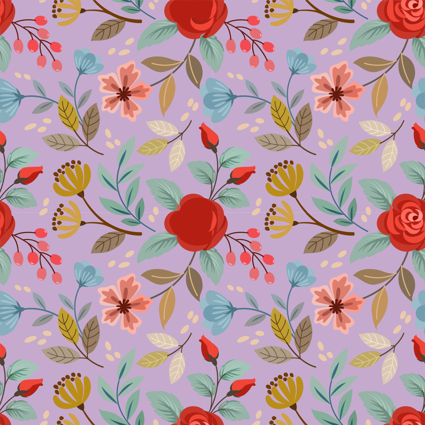 Tapis vinyle fleurs et plantes colorées - TenStickers