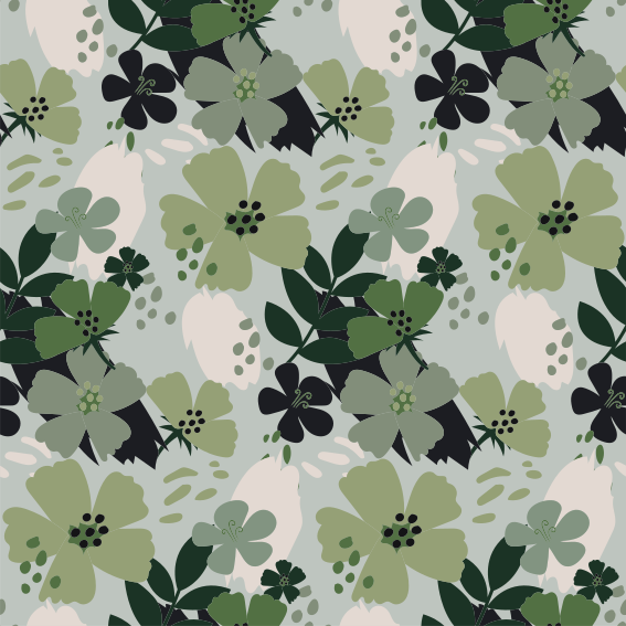 Tapis vinyle fleurs et plantes motifs feuilles vertes - TenStickers