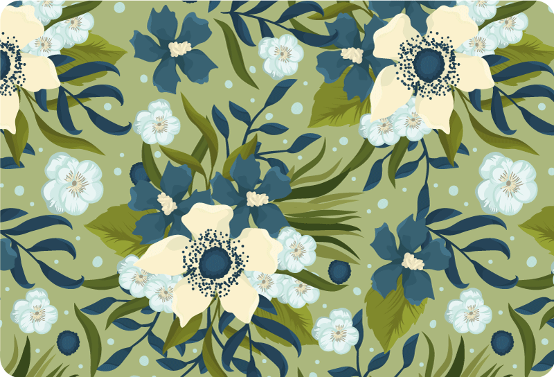 Tapis vinyle fleurs et plantes motif estival coloré - TenStickers