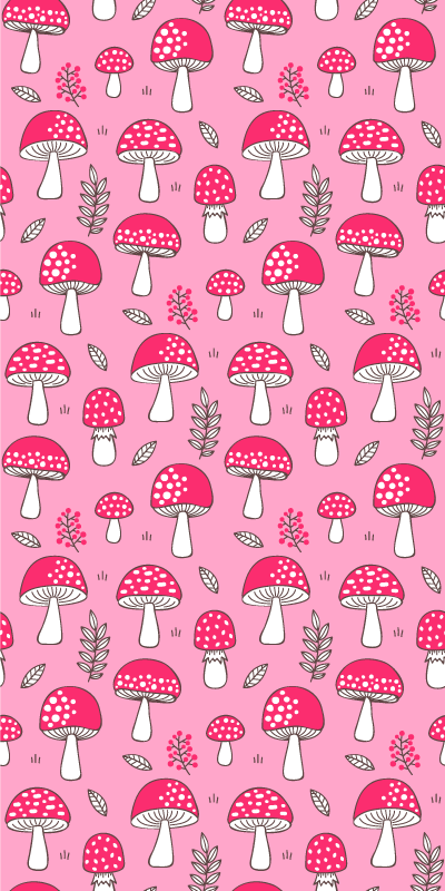 Tapis vinyle fleurs et plantes champignons roses classiques - TenStickers
