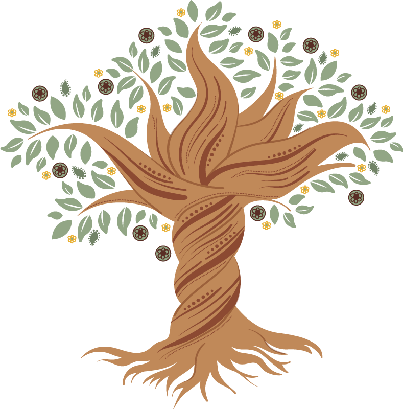 Tapis vinyle fleurs et plantes arbre de vie torsadé - TenStickers