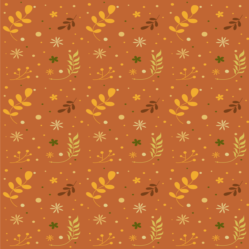 Tapis vinyle fleurs et plantes tons orange de feuilles - TenStickers