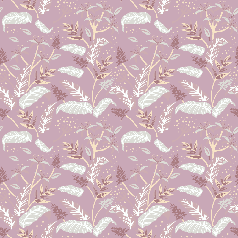 Tapis vinyle fleurs et plantes feuilles tropicales roses - TenStickers