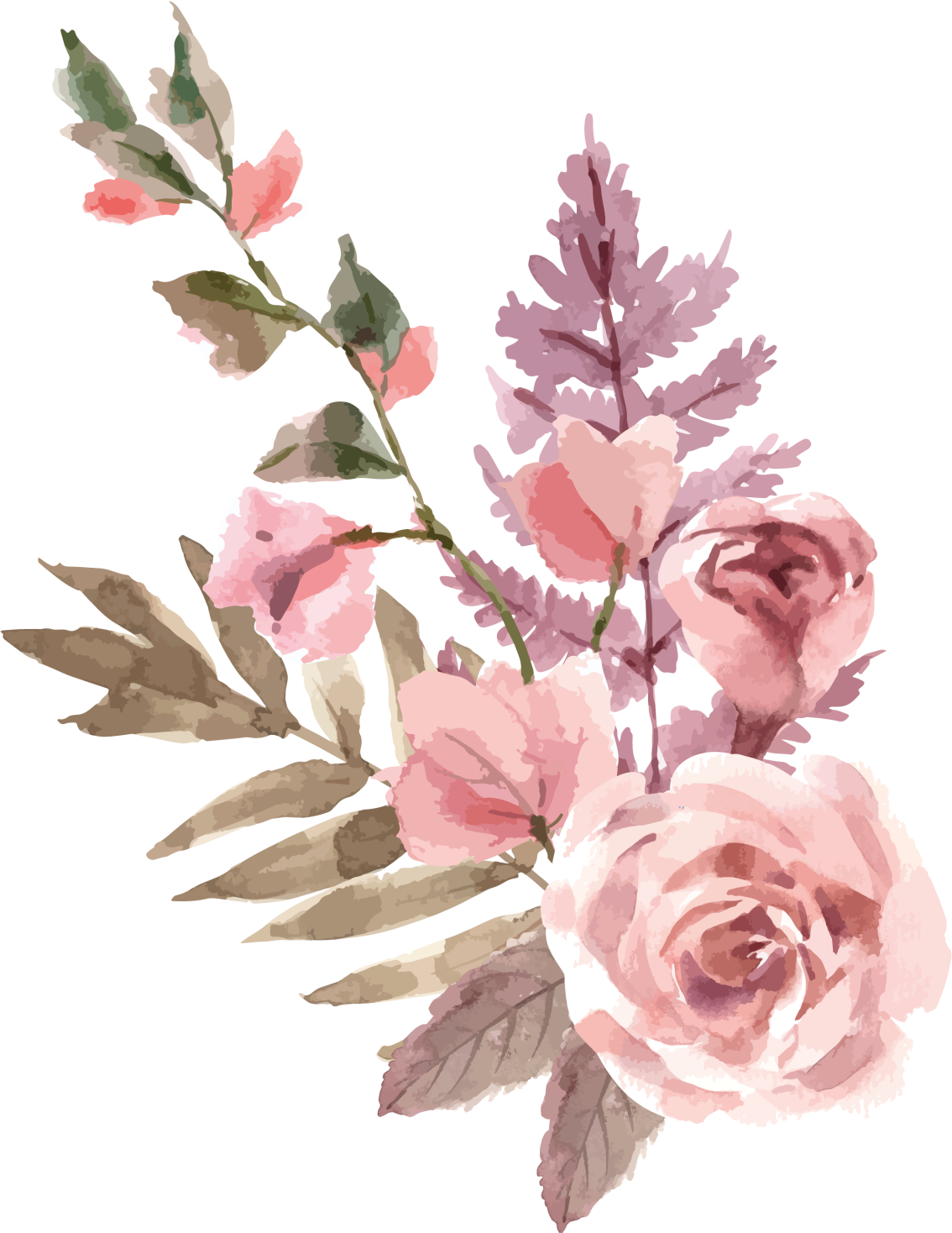 Tapis vinyle fleurs et plantes aquarelle - TenStickers